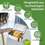 Stainless Steel Bento Lunch Box 850ml Leakproof Removable Divider – Silver