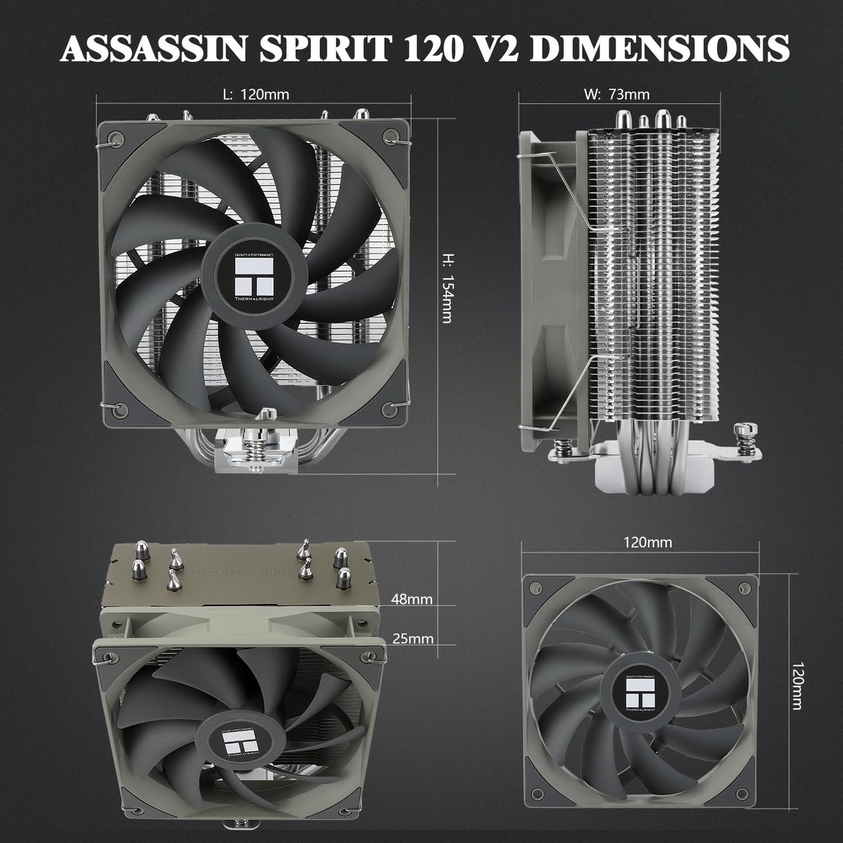 Cooler procesor pe aer Thermalright Assassin Spirit 120 V2 ventilator 120mm PWM pentru AMD AM4/AM5 și Intel