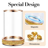 Glass Crystal Pillar Hurricane Candle Holders Tempered Panes Table Wedding Decor – Gold Small 2-Pack