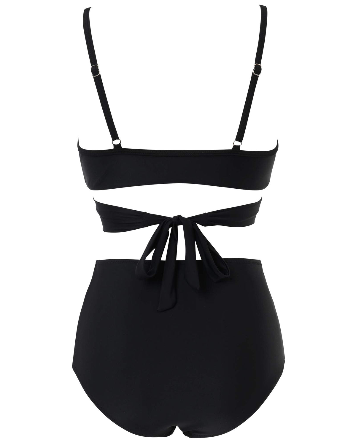 RXRXCOCO Women's Wrap Push Up Bikini Top with Tummy Control High Waist Bikini Set Swimwear Black Size XL
