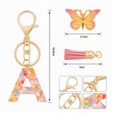 Letter Keychain with Butterfly Tassel Bag Charm Keyring Decorative – Orange