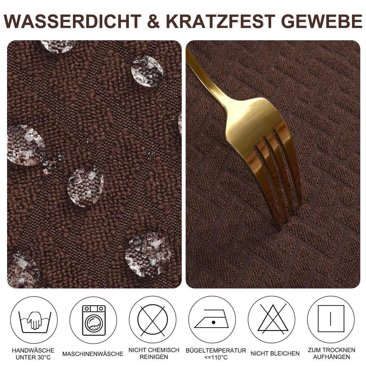 Huse elastice jacquard impermeabile pentru scaune tip Eames, set 6 bucăți – Maro Cafea