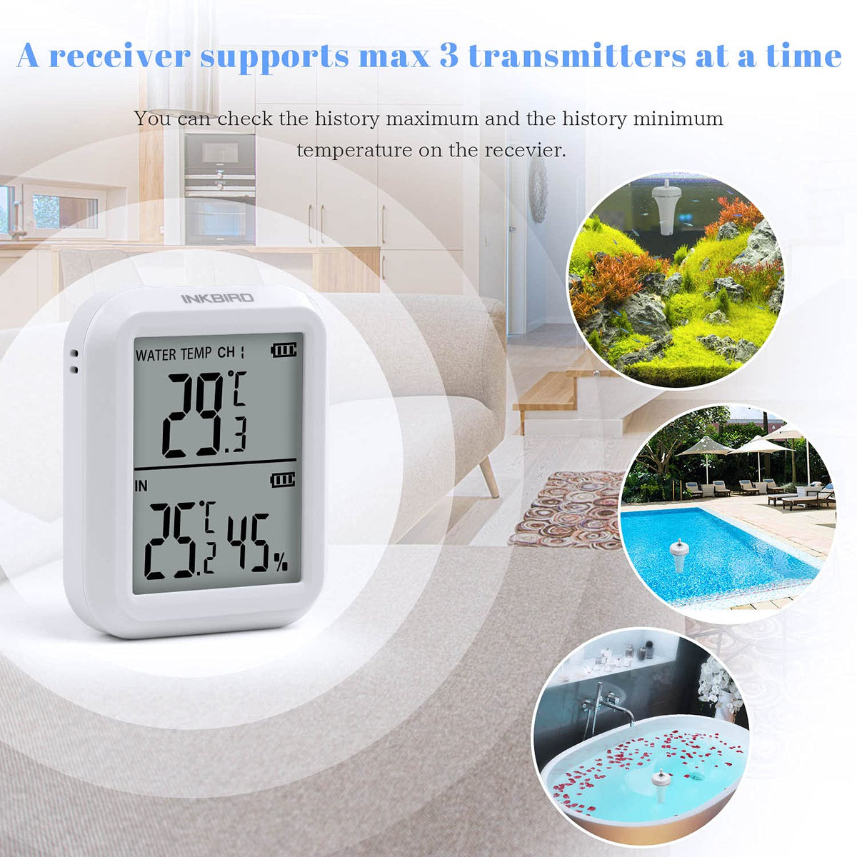 Inkbird IBS-P01R Wireless Pool Thermometer, Floating Thermometer, Digital