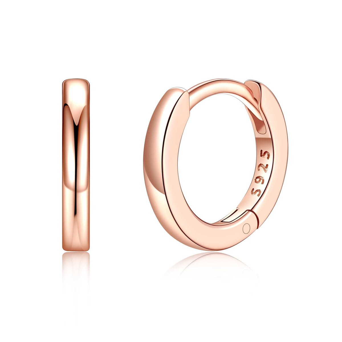8mm Mini Hoop Earrings 925 Sterling Silver Hypoallergenic Huggie – Rose Gold