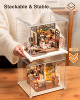 Căsuță miniaturală din lemn DIY Rolife kit asamblare cu vitrină de protecție model DF03L