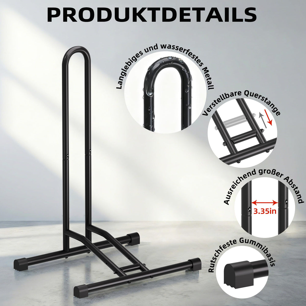 Floor-Mounted Detachable Bike Stand Heavy-Duty – Black