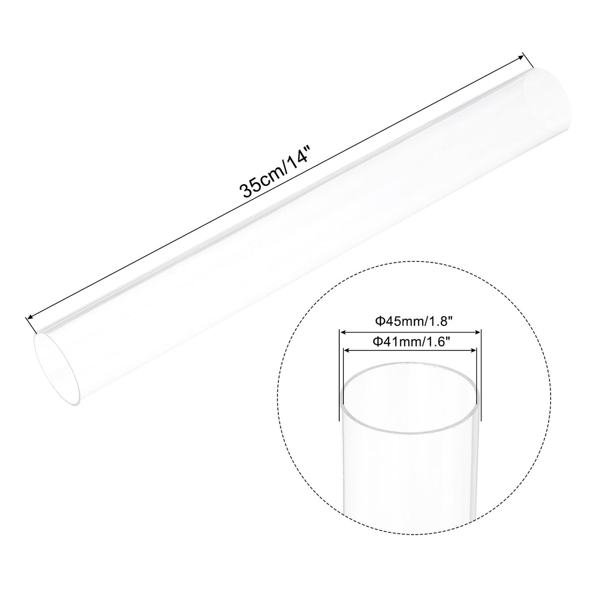 Set 4 tuburi transparente din PVC diametru int. 41mm / ext. 45mm lungime 350mm – Construcție lămpi