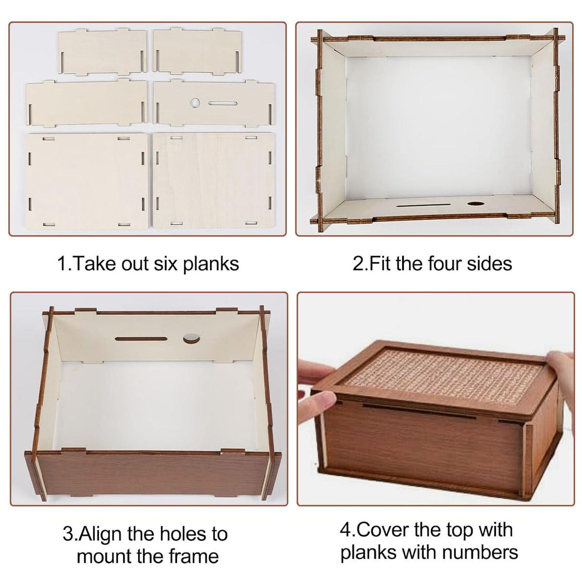 Wooden Money Box with Counter 5000 Euro Savings Goal – Retro