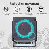 VIVILINEN radio-controlled clock, silent wall clock without ticking noise, modern radio-controlled wall clock, silent wall clock, non-ticking hanging clock for living room, bedroom, office, kitchen, 30 x 30 cm / 12 inches (black and white-2)