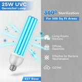Lampă de dezinfectare germicidă UVC 25W dulie E27 sterilizare 360° cu ozon