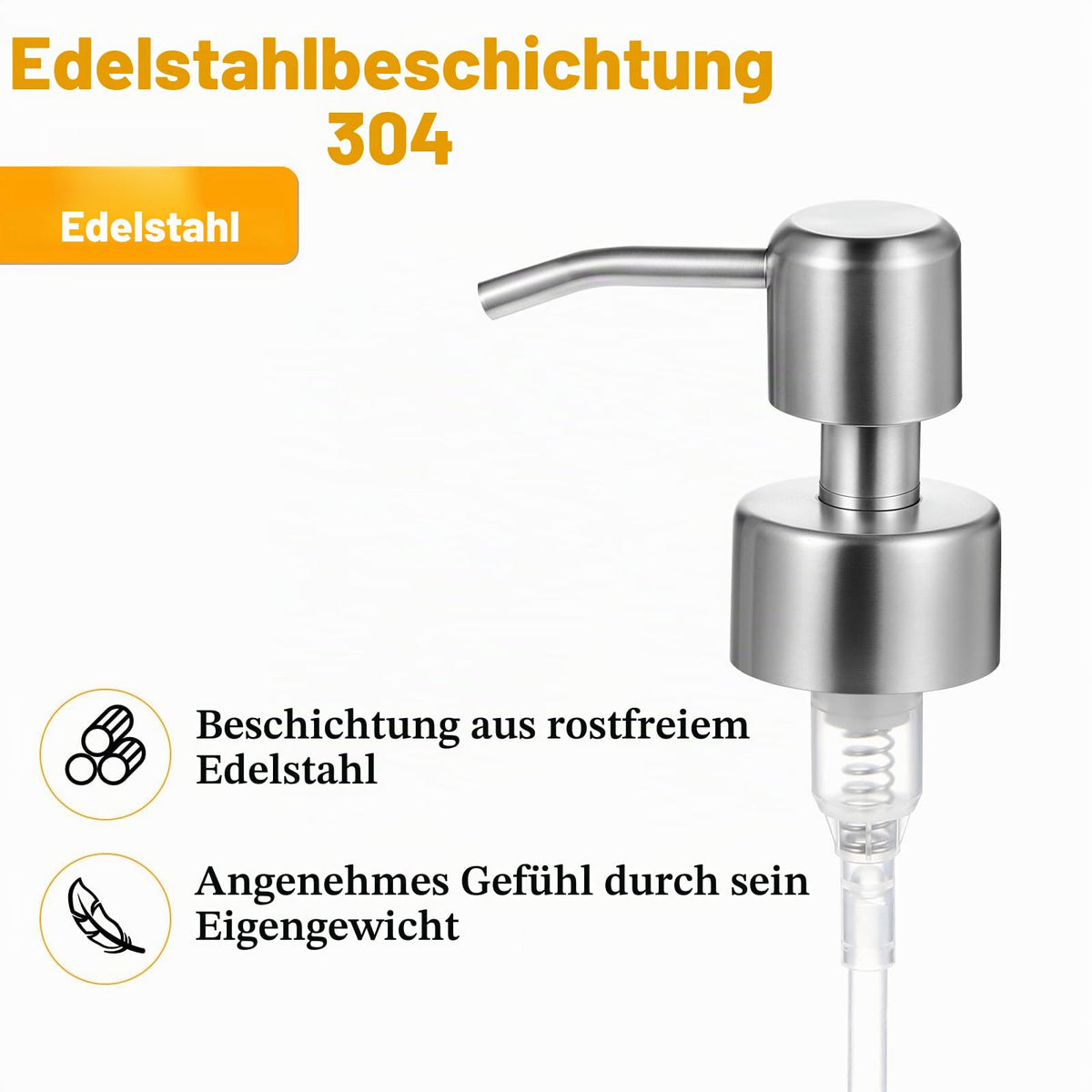 Pompă de schimb din inox pentru dozator săpun lichid filet 26-28 mm, set 2 bucăți