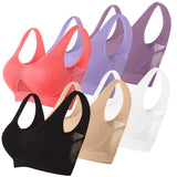 Women's Padded Sports Bra Medium Impact Plus-Size Seamless Push-Up – Grey S