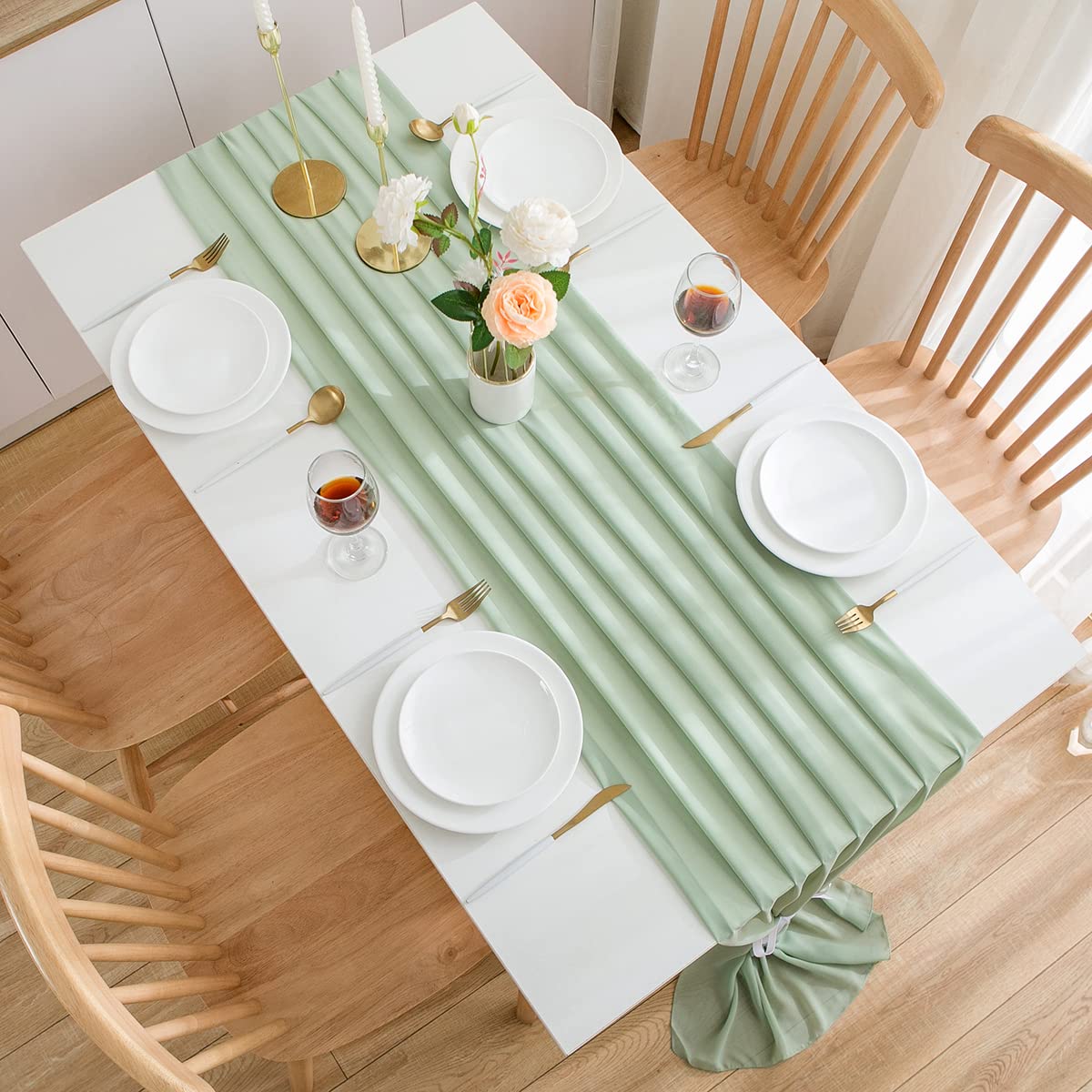 Chiffon Table Runner Wedding Fabric Decorative 70x420 cm – Green