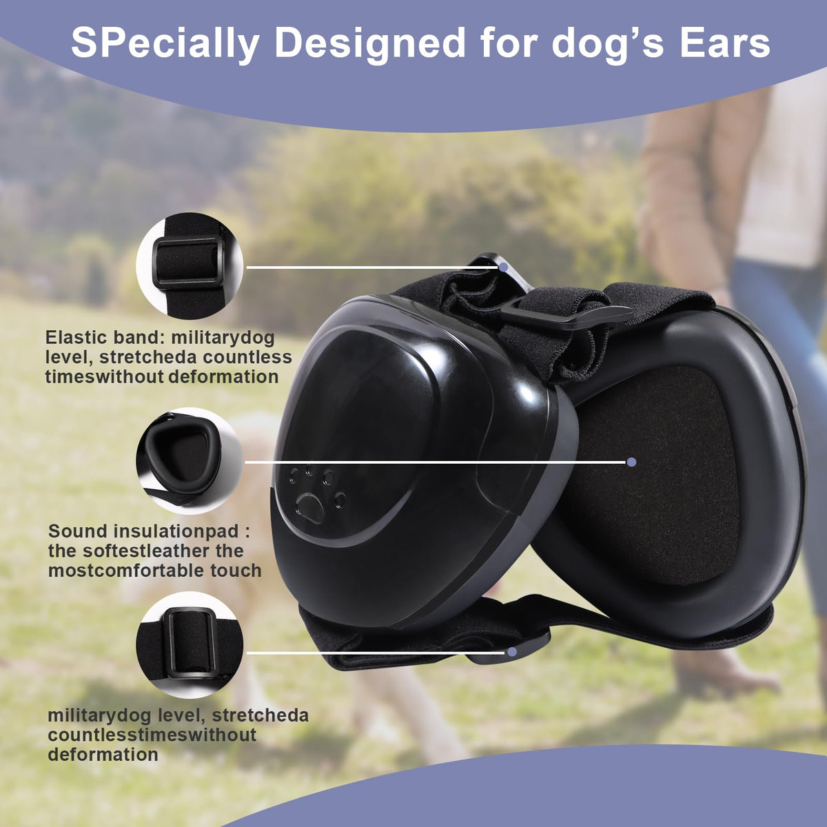 KOPBTBOY Earmuffs for Dogs, Hearing Protection for Dogs, Adjustable Dog Noise Reduction Earmuffs, Sound Insulation and Noise Reduction Hearing Protection for Dogs (White, M)
