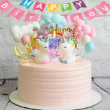 Unicorn Number 5 Birthday Candle Cake Decoration – Purple & Pink