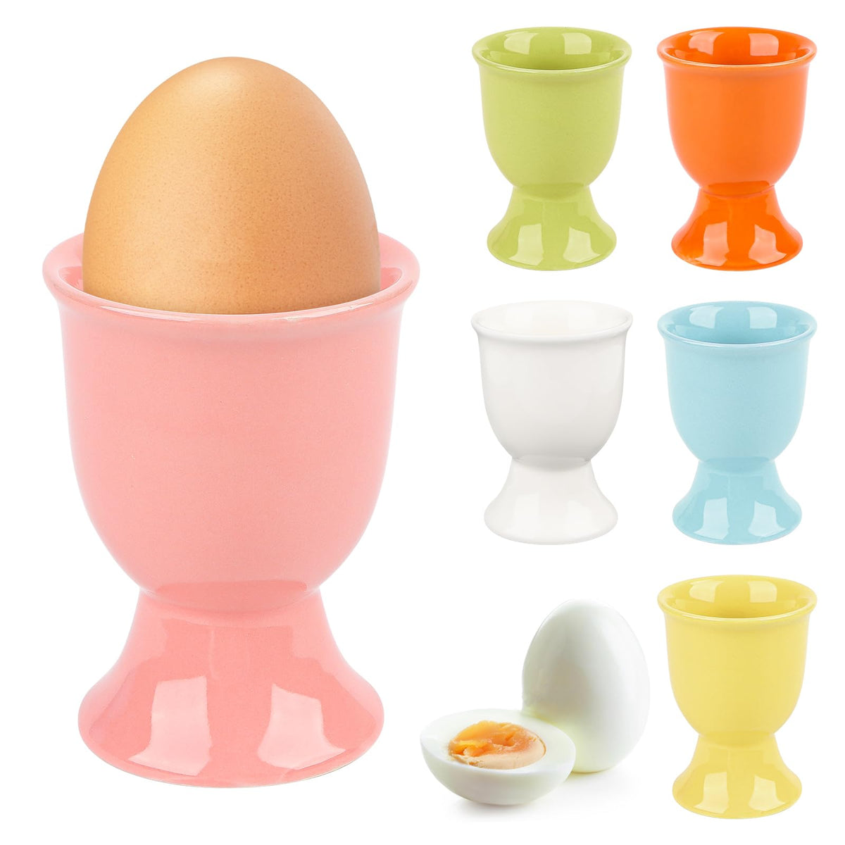 Suporturi din ceramică porțelanată pentru ouă fierte mic dejun, set 6 bucăți