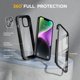 Husă de protecție integrală 360 grade cu folie inclusă pentru iPhone 13 / 14 – Negru