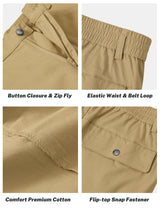 Men's Cargo Shorts Cotton Lightweight Multi-Pocket Bermuda – Navy Blue EU XL