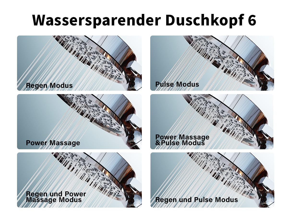 Cobbe shower head with filter, water-saving shower head with filtration in 20 layers, 6 jet types, high-pressure hand shower, economical shower head for removing hard water, residual chlorine, bacteria