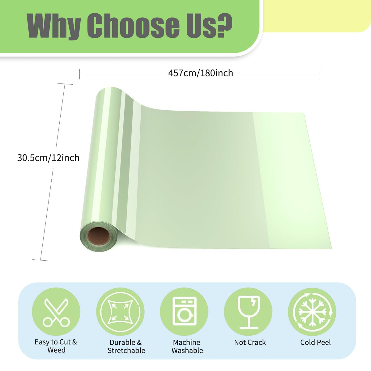 Heat Transfer Vinyl Light Green 30.5cm x 457cm – Light Green