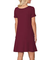 Women's Short Sleeve Summer Dress with Pockets Casual – Various Sizes