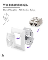 2-Port Flush Network Socket CAT7 Keystone RJ45 LAN Faceplate – White