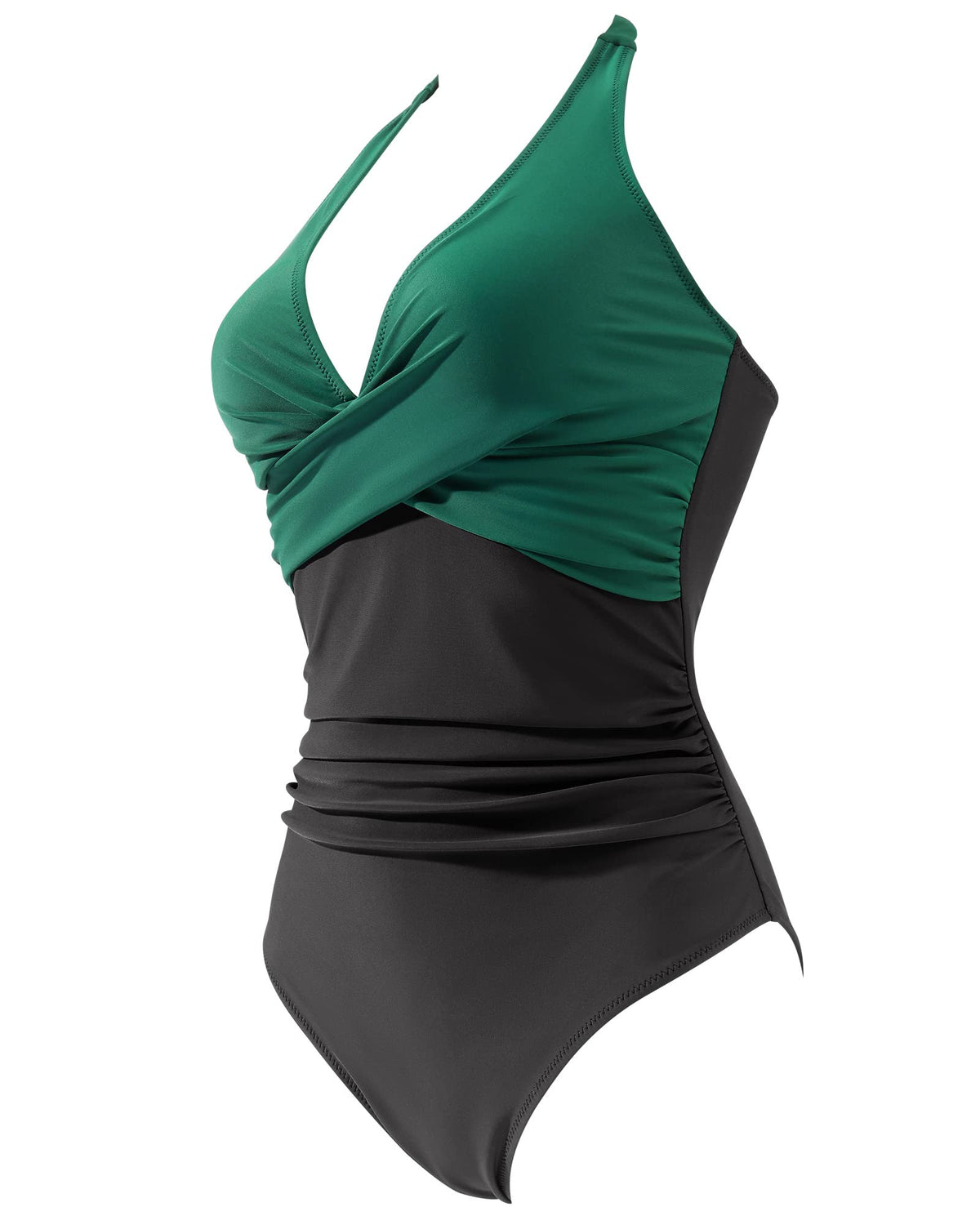 Costum de baie întreg modelator RXRXCOCO halter push-up cu spate gol – Floral Albastru Mărimea L