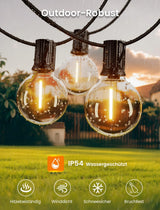 Ghirlandă luminoasă de exterior cu becuri G40 lungime 8m impermeabilă – Alb cald