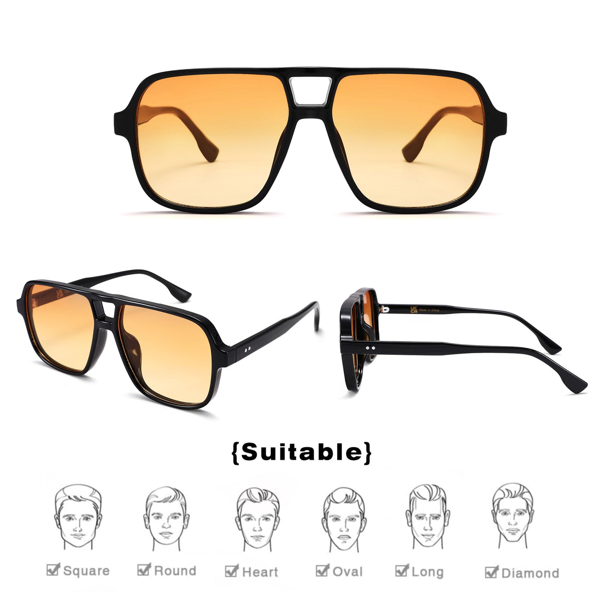 COASION Retro Sunglasses for Women Men - XL Oversized 70s Sunglasses UV400 Protection Trendy Double Bridge Frame Glasses
