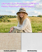 Bucket Hat UPF50+ Angler Linen Style Sun Hat for Large Head – L/XL/XXL
