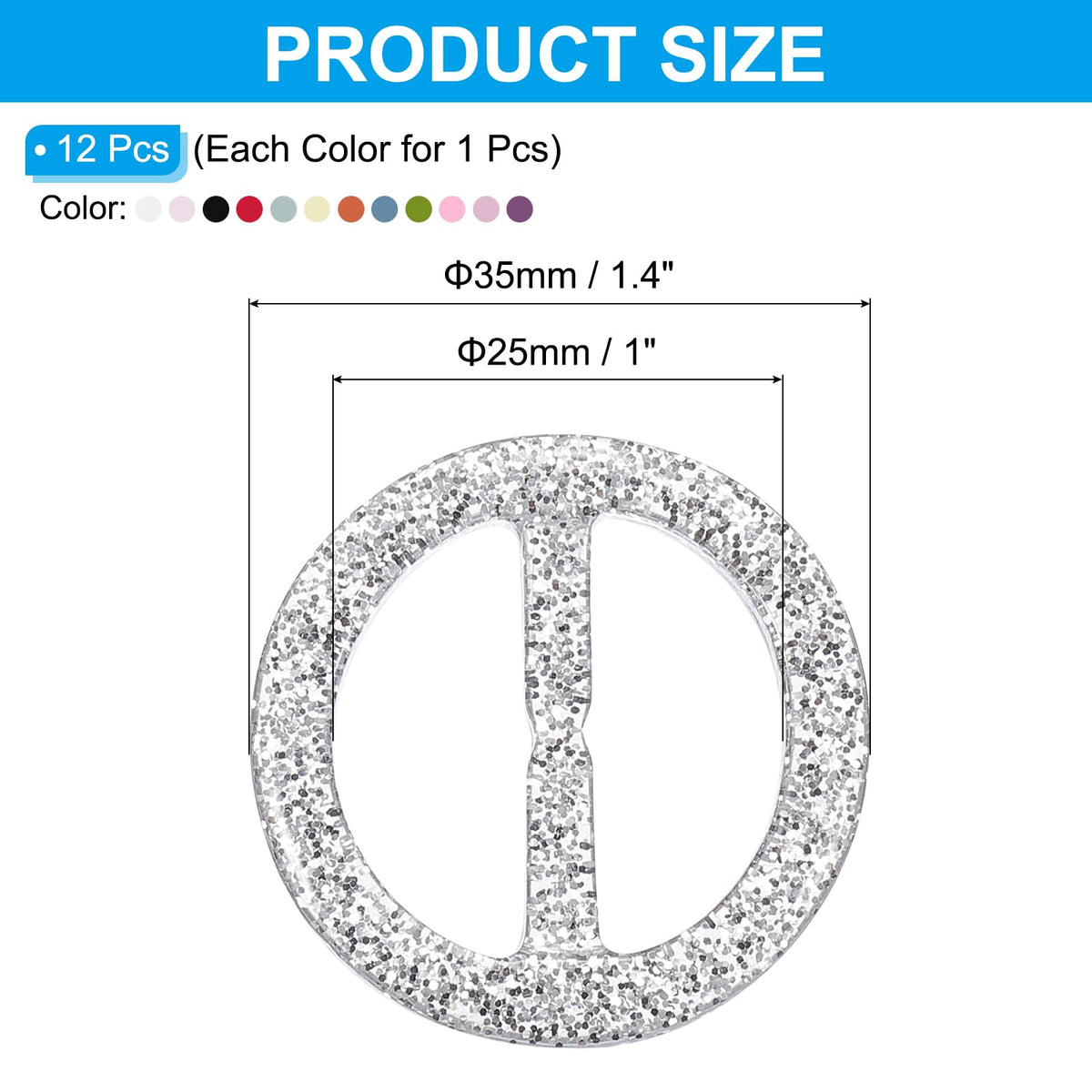 Scarf Ring 1in Round Resin T-Shirt Clips 12pc Fashion Scarves Buckle – Assorted