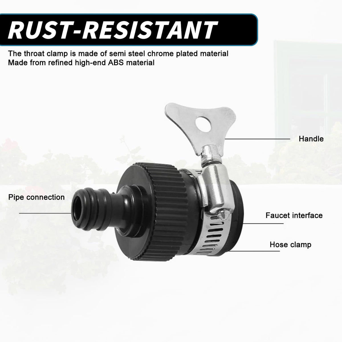 Garden Tap Quick-Connect Adapter for Round Taps 15–24mm Threadless 4-Pack