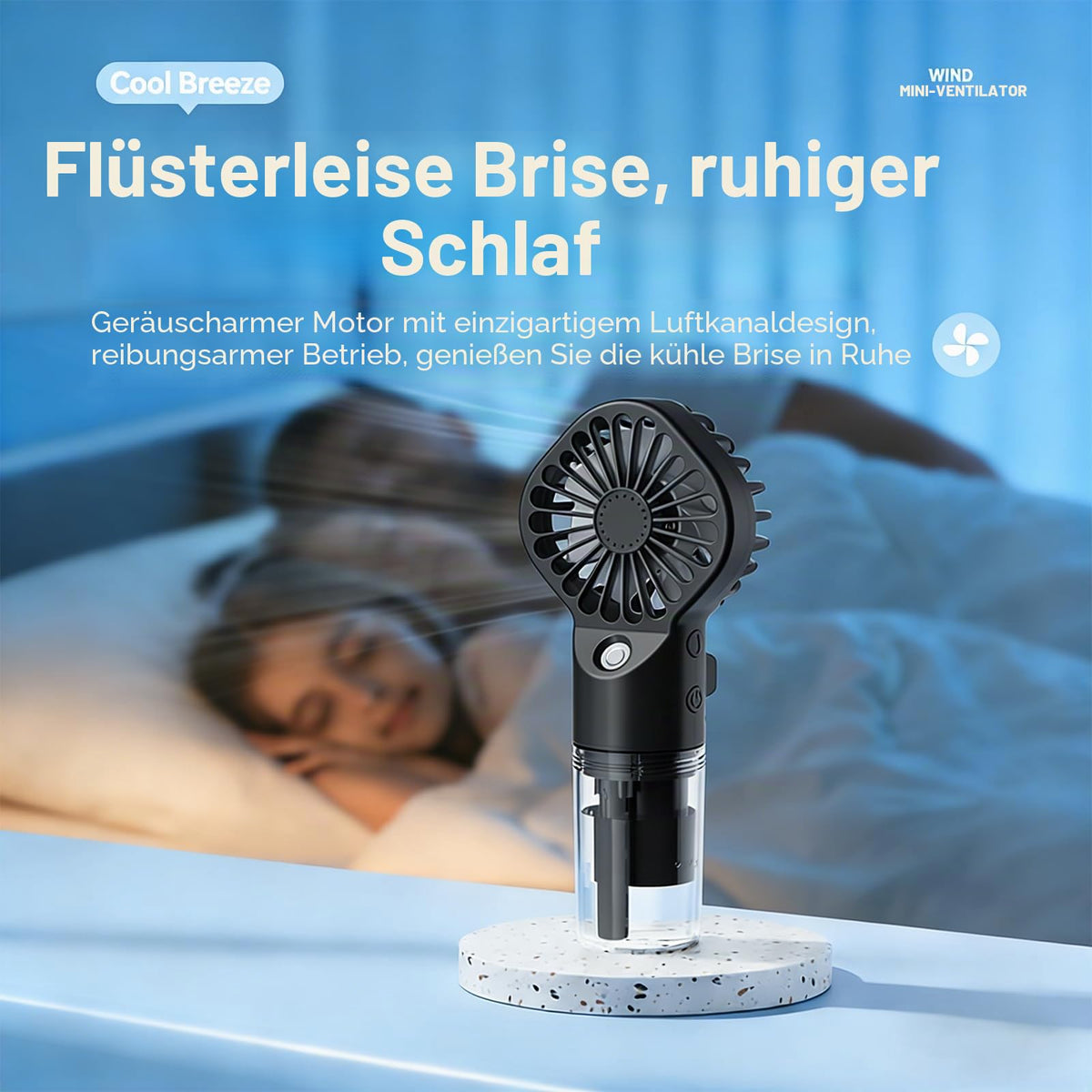 Handheld Misting Fan USB Rechargeable 4-Speed Portable Mini – Black