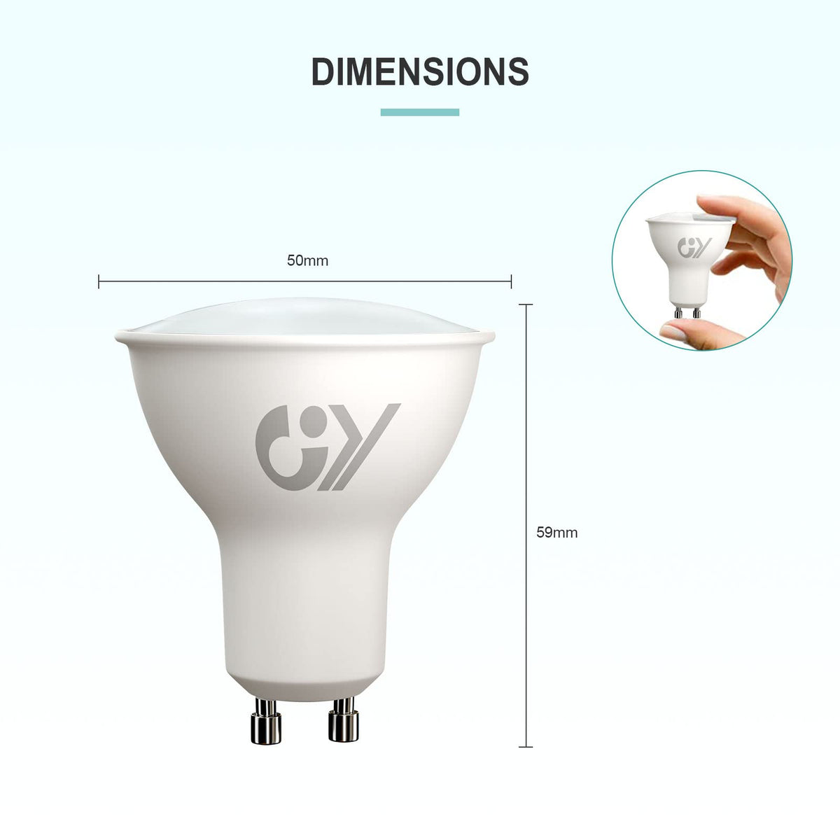 GY GU10 LED warm white lamp 4.9W 780 lumen 3000K warm white light bulbs, replaces 80W halogen lamp, beam angle 120° light source, not dimmable energy saving lamp, pack of 2 (energy efficiency class B)