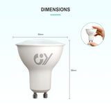 GY GU10 LED warm white lamp 4.9W 780 lumen 3000K warm white light bulbs, replaces 80W halogen lamp, beam angle 120° light source, not dimmable energy saving lamp, pack of 2 (energy efficiency class B)