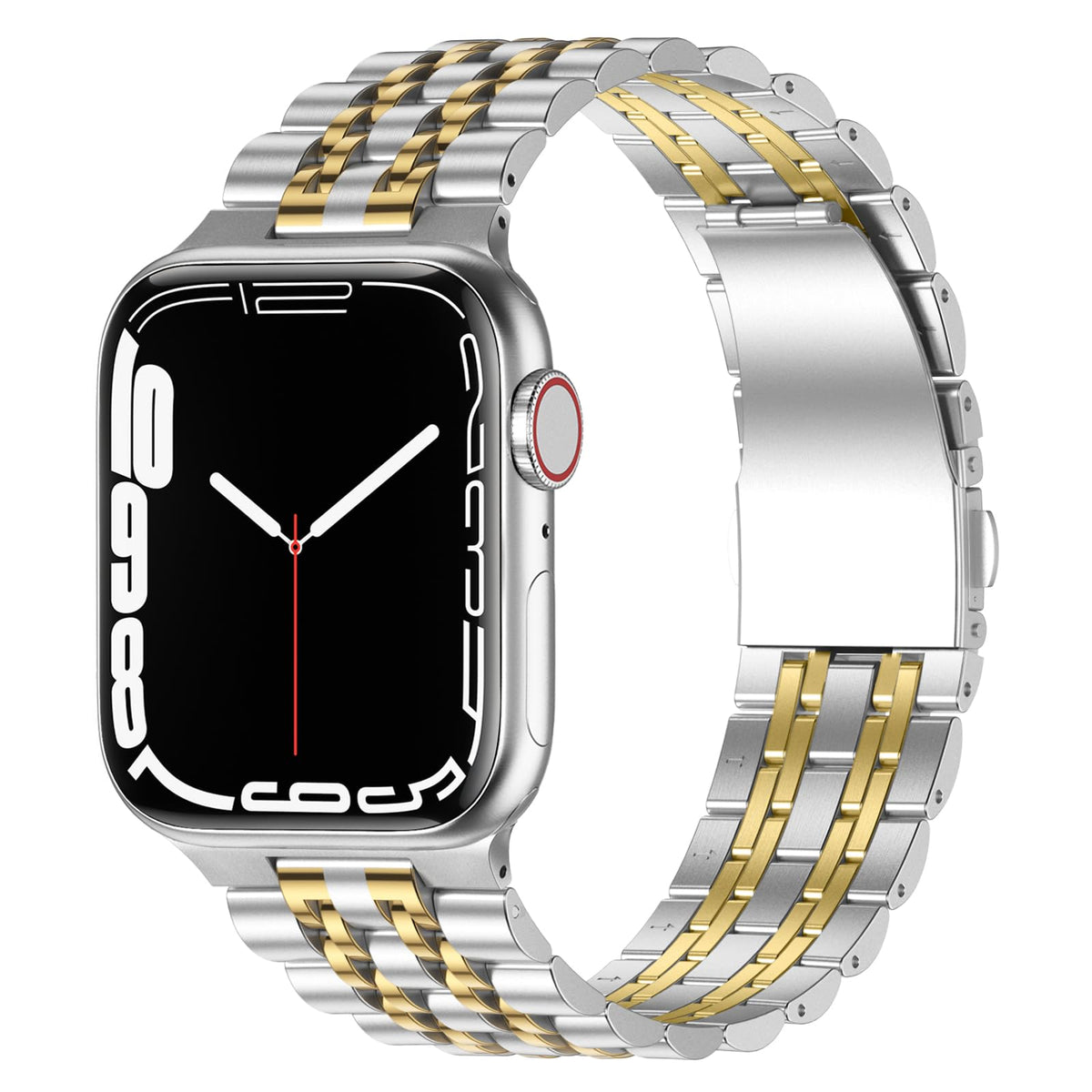 Curea metalică din inox Anlinser pentru Apple Watch Ultra 2 Seria 10/9/8/SE – Argintiu/Auriu