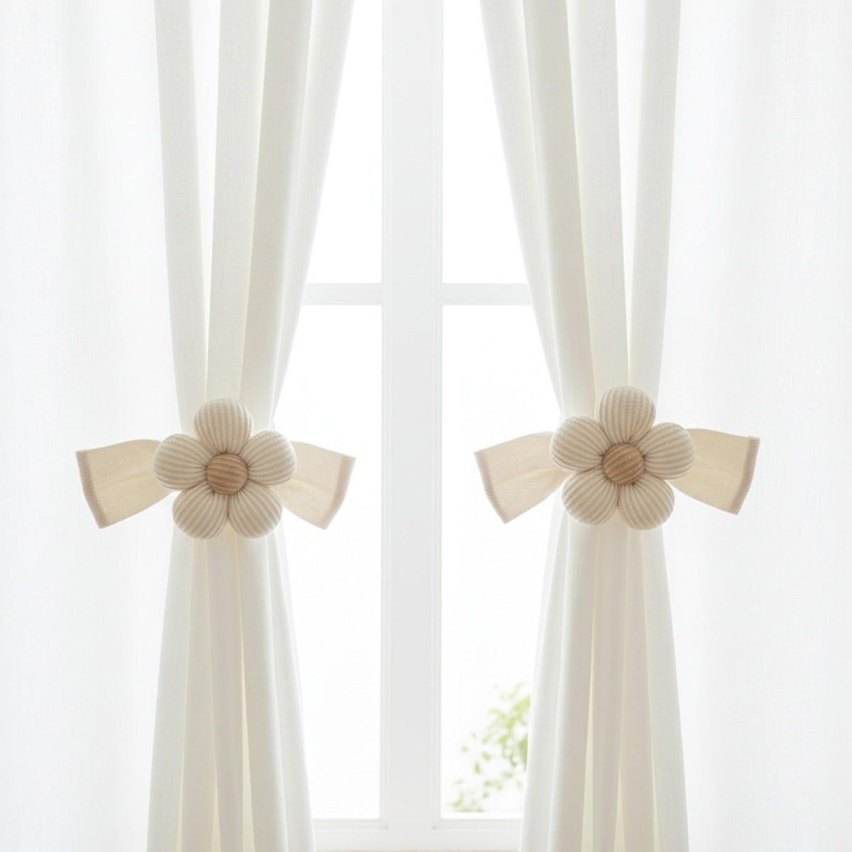 Curtain Tiebacks Set of 2 Fabric Floral Pattern Home Decor