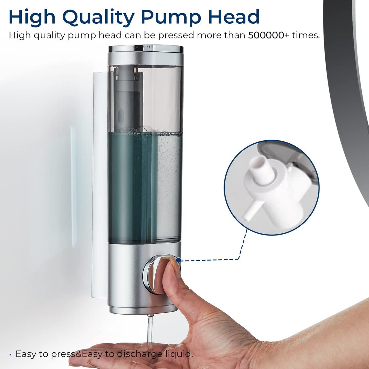 Shower Dispenser No Drill Wall Mounted Shampoo Conditioner – Silver Large Capacity