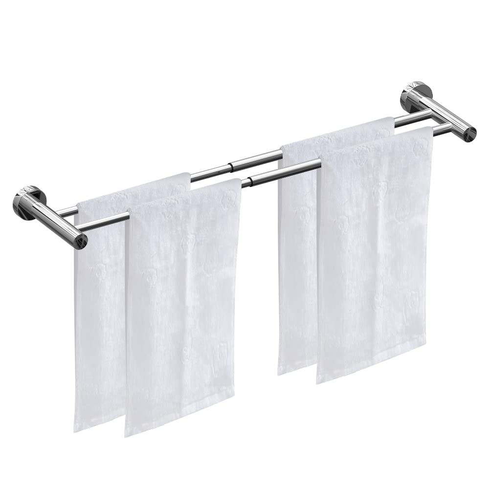 Suport portprosop dublu extensibil din inox cromat HONPHIER de perete 43-72 cm – Crom