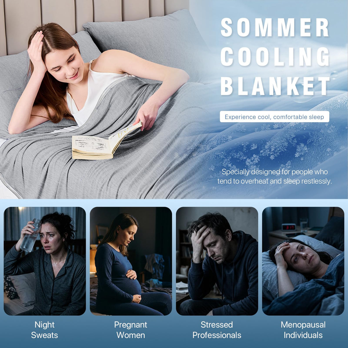 Cooling Bed Blanket 2-in-1 Q-Max>0.5 Lightweight Summer Cooling – Green 130x180cm