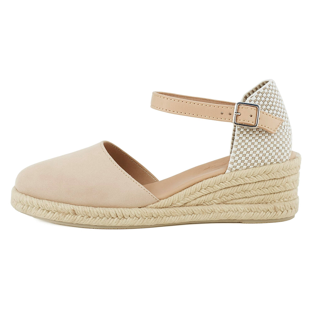 Wedge Espadrille Sandals High Wedge Adjustable Buckle – Beige EU 38