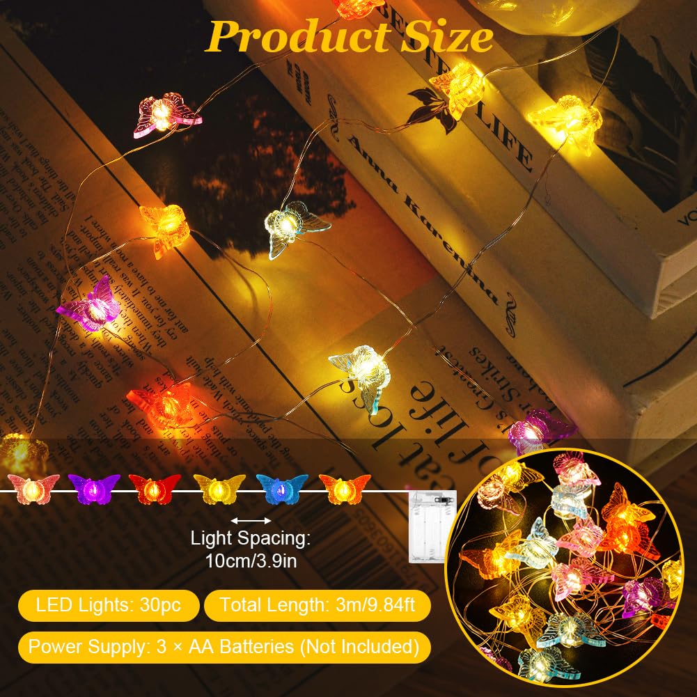 Butterfly String Lights 3m 30 LED Battery Operated Decorative – Warm White