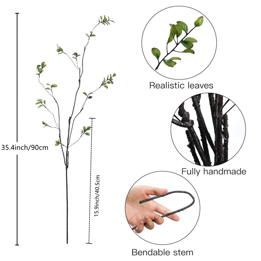 Artificial Ficus Branches 90cm 5-Pack for Vase Home Decoration – Green