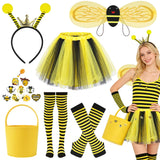 Adult Bee Costume 16-piece Set Striped Dress & Accessories – One Size