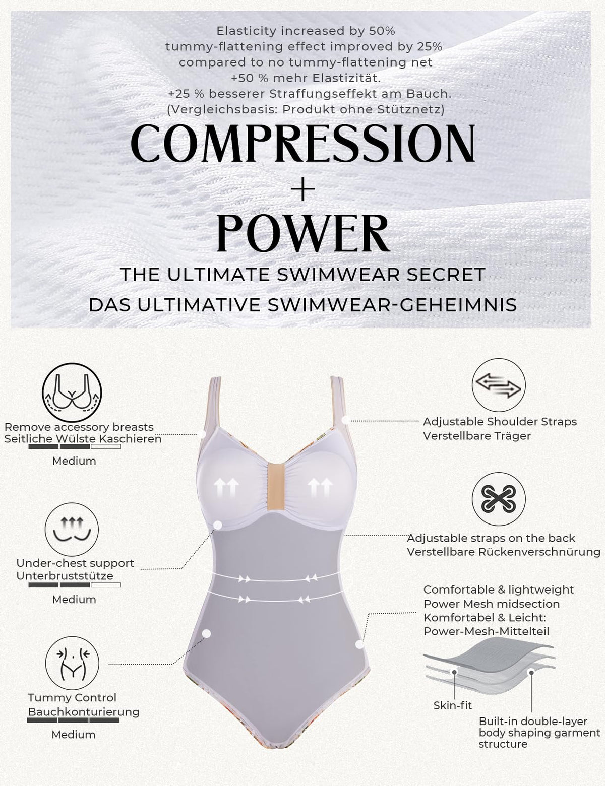 Slimming One-Piece Swimsuit Criss-Cross Backless – Black/White 2XL