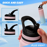 Stainless Steel Water Bottle 1000ml Leakproof Straw Lid Anti-Dust – Pink/Blue