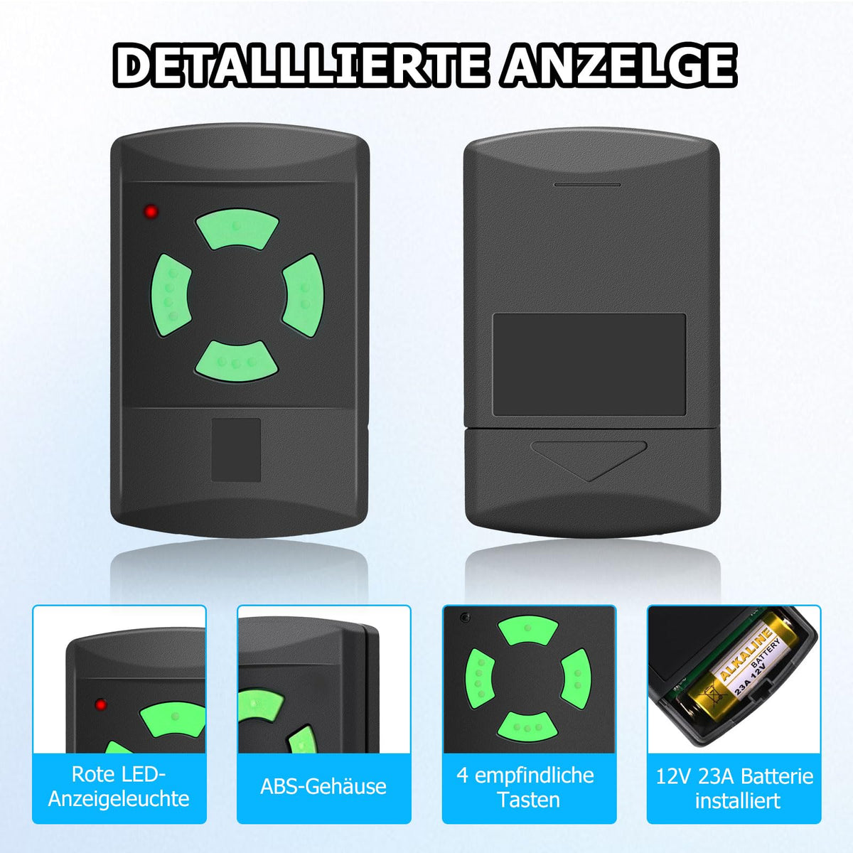 Hörmann Hand Transmitter Replacement HSM4 437230 26.975MHz Self-Learning 4-Channel
