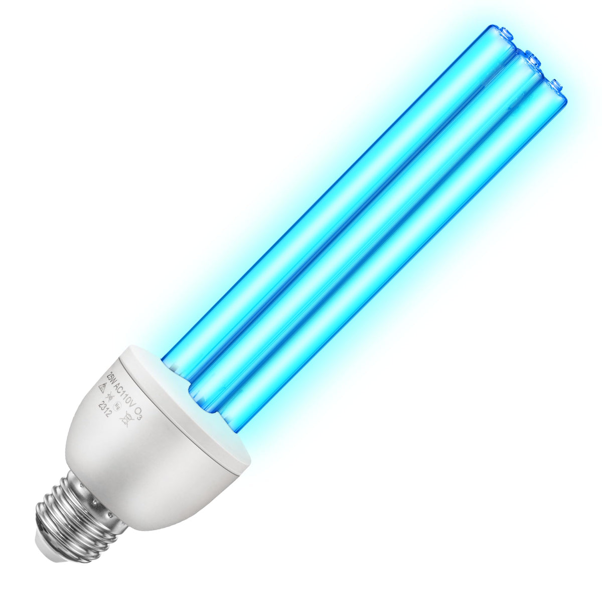 Hiboom 25W UVC Disinfection Lamp, 254nm UV Bulbs with E27 Base, 360° Sterilization for 46 m², Effective for Bacteria Neutralization in Living Rooms, Kitchens, Offices, and Basements