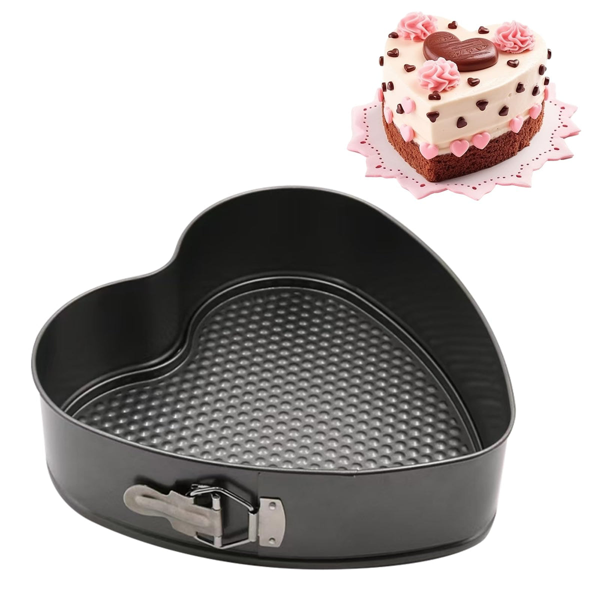 Heart-Shaped Springform Pan Non-Stick Bakeware – 19.5x17x6.5cm