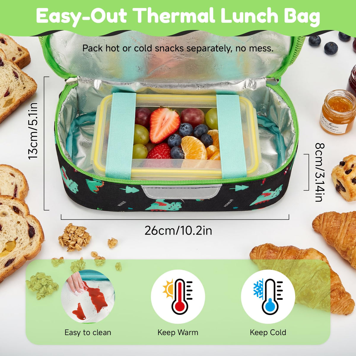 Children's Backpack Insulated Lunch Compartment Chest Strap Reflective - Astronaut 11.5L